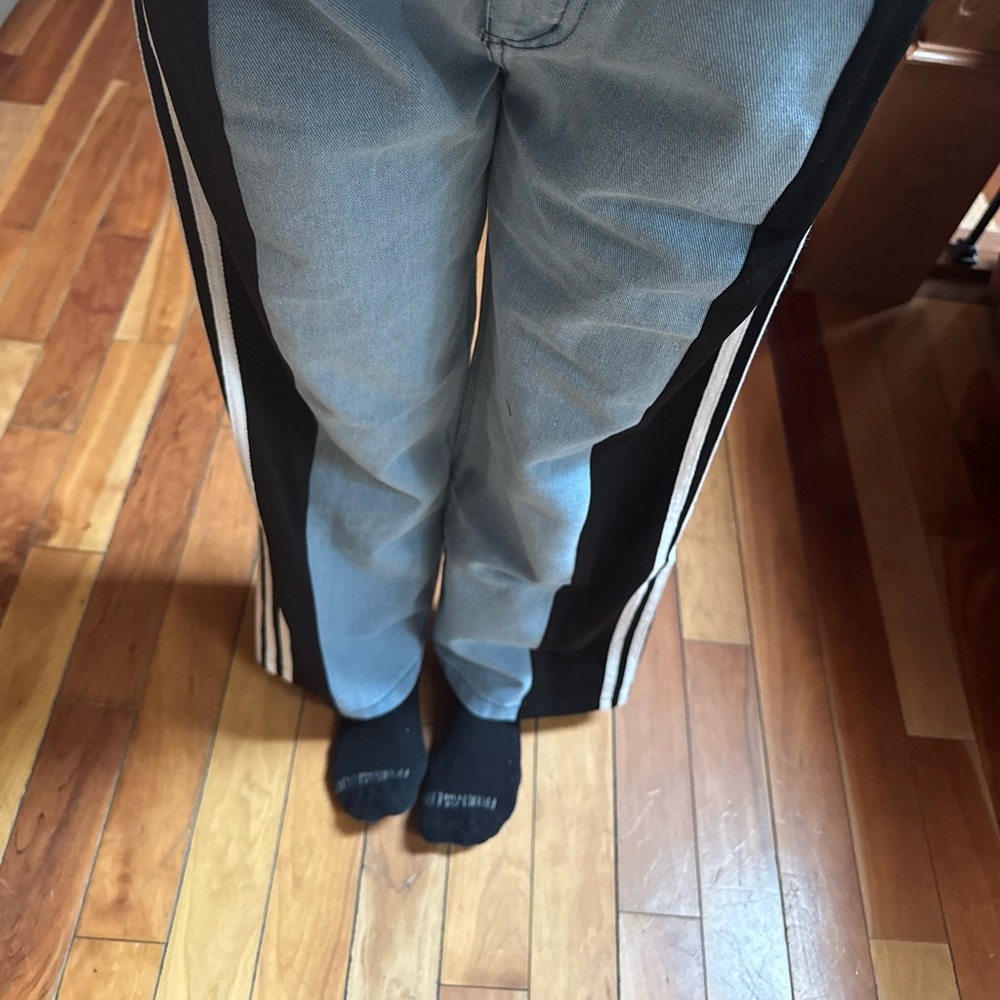 Half Jean Half Track Sweat Pants Patchwork - image 6